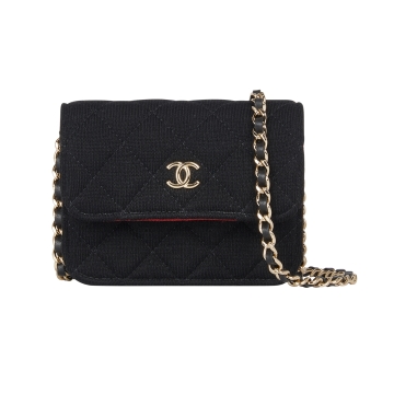 Chanel Mini Square Black Jersey Handbag