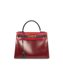 Hermes Kelly 28 Two Tone Box Leather Handbag